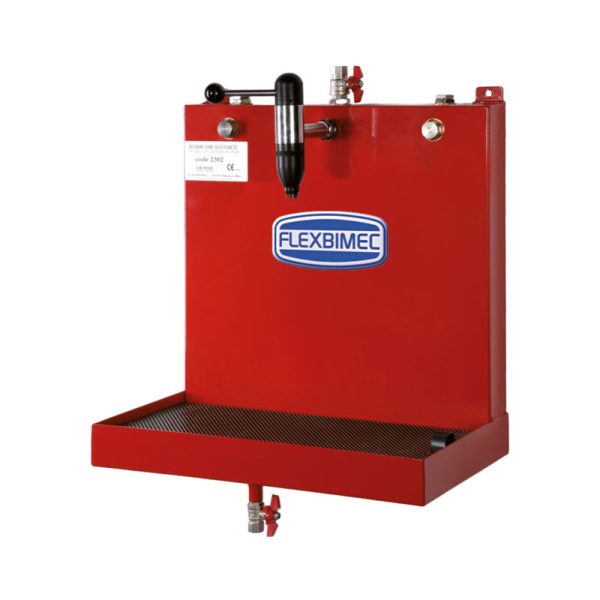 Wall mounted oil/antifreeze covered dispenser equipped with 1 plug cock with anti-splash filter
