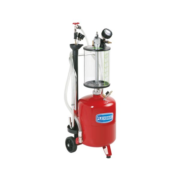 Waste oil wheeled tank extractor, capacity 24 l, pneumatic emptying - with inspection chamber 6.5 l capacity