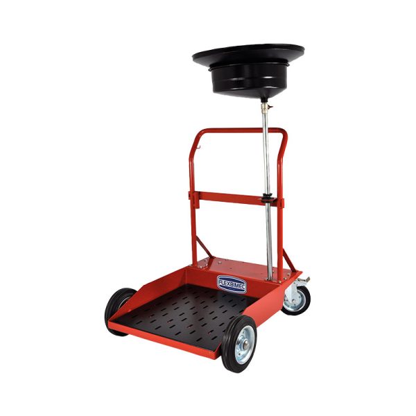 Oil evacuator 10 l basin to be mounted on trolley for 208 l drum with grill