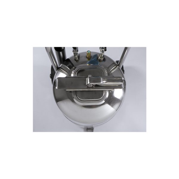 Stainless steel AISI 304 sprayer capacity 24 l, with spiral hose, gun and nozzle with safety lockable top cover