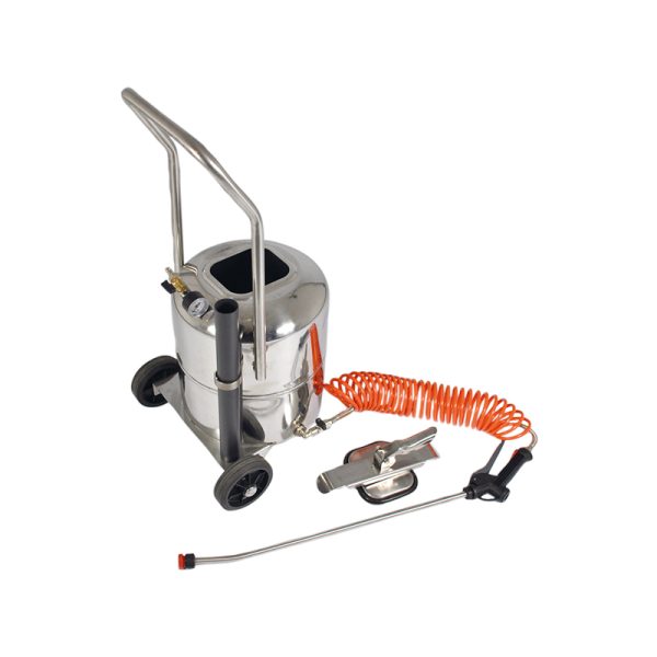 Stainless steel AISI 304 sprayer capacity 40 l with spiral hose, gun and nozzle with safety lockable top cover