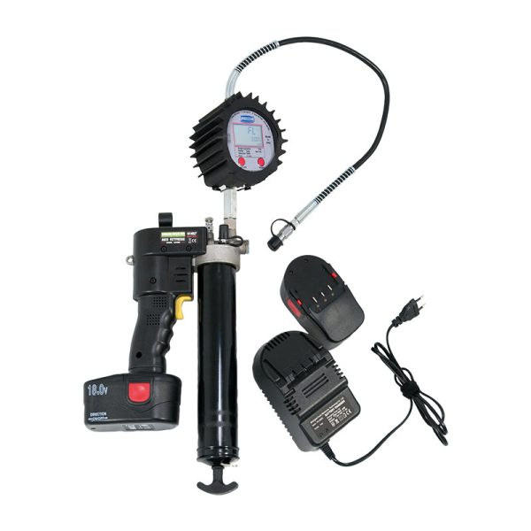 12 Vdc battery grease gun cartridge pump capacity 400 g with electronic oval gears meter art.no. 4291