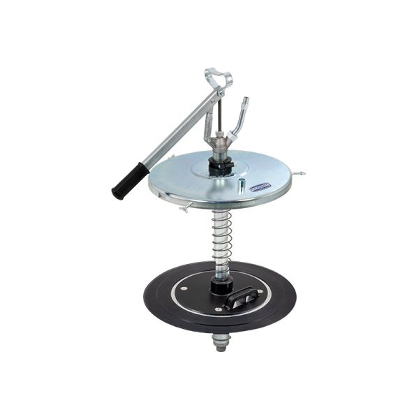 Manual grease gun filler pump kit, consisting of manual lever action grease pump, metal drum cover, follower plate and rigid pipe with…