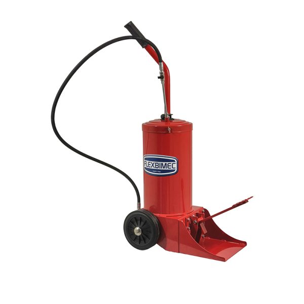 Manual grease supply kit, with metal 16 kg - pail with 2 wheels, 1.5 m - rubber hose, ball valve and rigid outlet pipe with 4 - jaws…