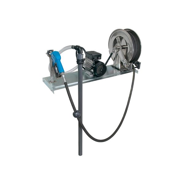 Electric transfer system for AdBlue®/DEF with pump 230 Vac, flow rate 15 l/min, equipped with hose, hose-reel, 15 m hose, gun with…
