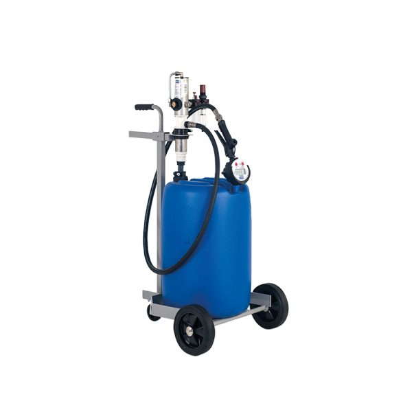 Mobile pneumatic dispensing kit for AdBlue®/DEF for 60 l drums with pneumatic pump and electronic flow meter with control gun