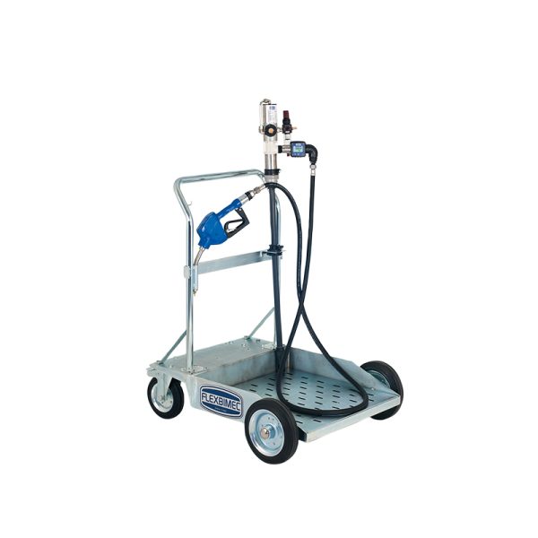 Mobile pneumatic dispensing kit for AdBlue®/DEF for 200 l drums with heavy duty trolley, pneumatic pump, digital meter and automatic gun