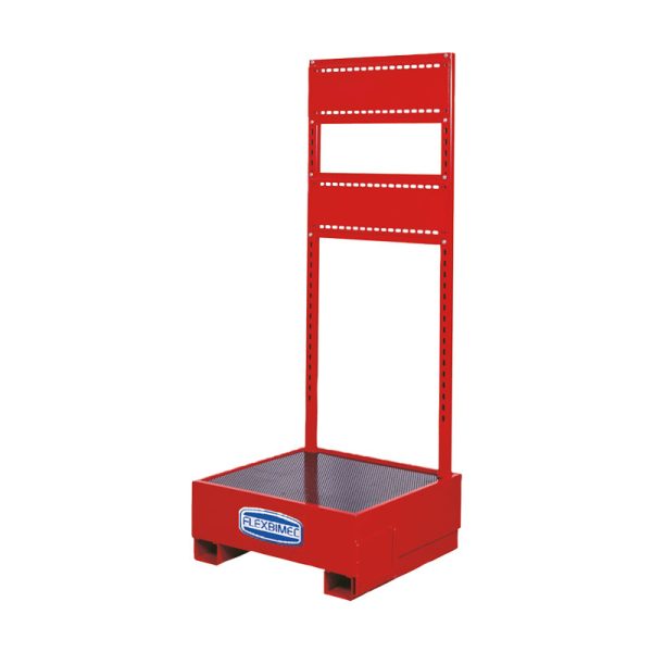 Storage tank for one 208 l drum "Tank Service Base" series with posts and drilled steel plate