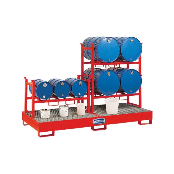 Metal barrel rack for horizontal storage up to 3 drums of 60 l on pallet art. no. 8565