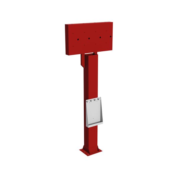 Single post stand painted steel for hose-reels and equipment fixing (customized) - for n. 1 hose-reel
