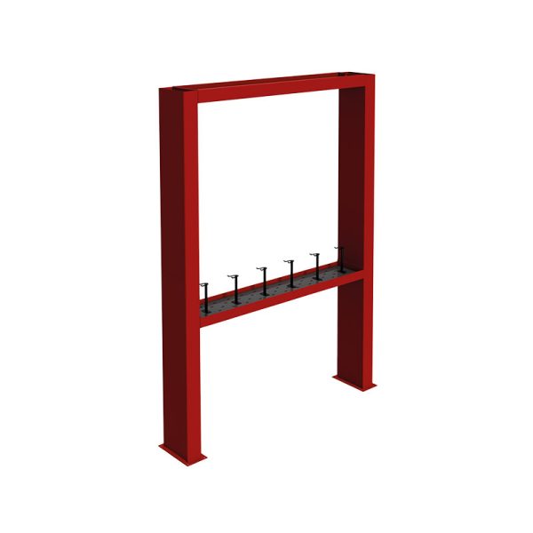 Double post stand painted steel for hose-reels and equipment fixing (customized) - for n. 4 hose-reels