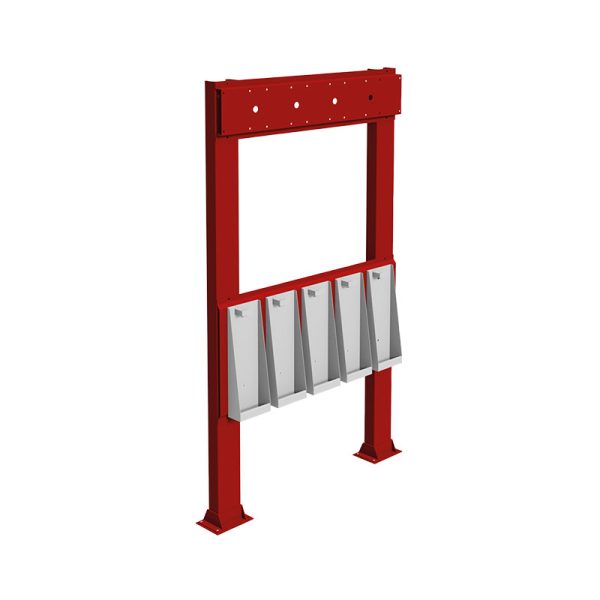 Double post stand painted steel for hose-reels and equipment fixing (customized) - for n. 4 hose-reels