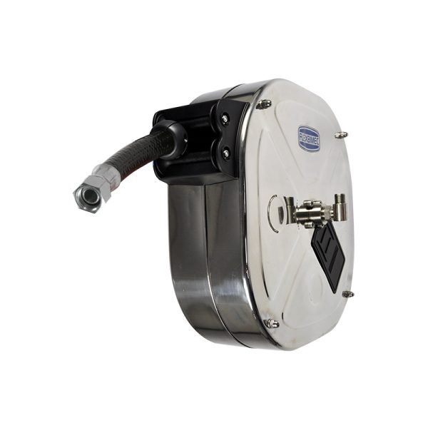 Spring driven stainless steel hose reel L. max 8 m w/o hose - Ø 3/4"
