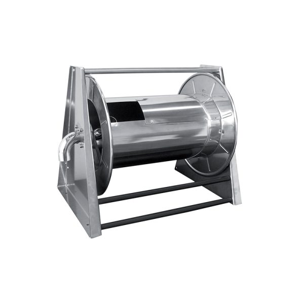 Spring driven stainless steel hose reel for air and dust vacuum - L. max 20 m - ø 50 mm - w/o hose