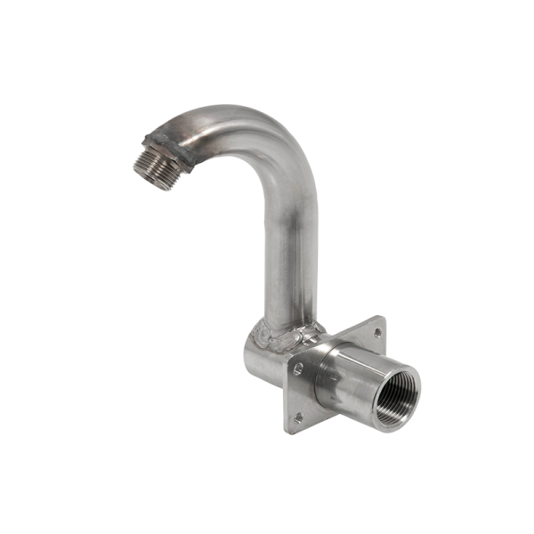 Gooseneck adapter in stainless steel AISI 304 for hose reels, 3/4" M, internal Ø 19 mm