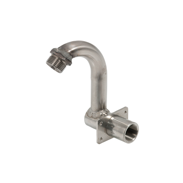 Gooseneck adapter in stainless steel AISI 304 for hose reels, 1" M, internal Ø 20 mm