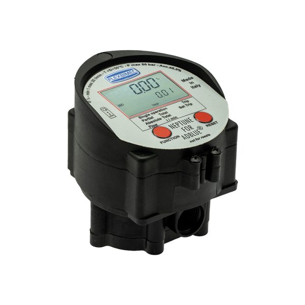 Electronic oval gears flow meter for AdBlue® series "2TT-Neptune", body in plastic with high density glass fibre IXEF, gears in PPS and…