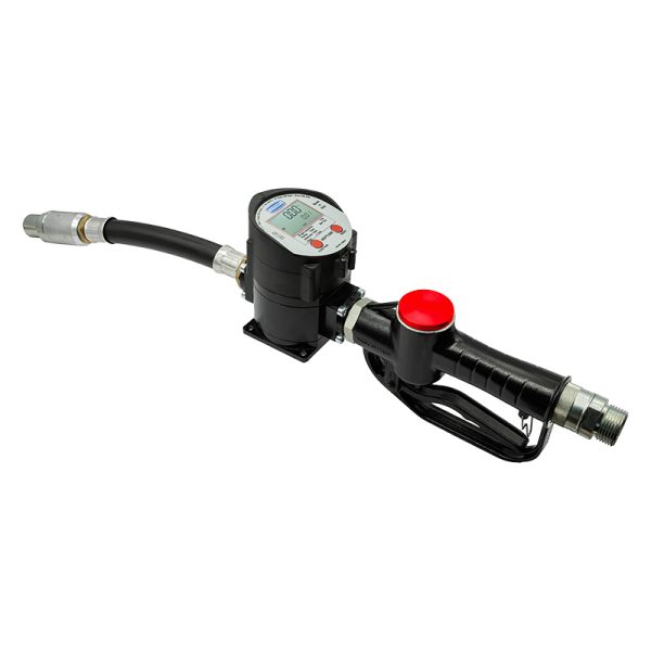 Electronic flow meter for oil series "Oil Neptune HFlow", with control gun, flexible rubber outlet - Connections 1" BSP (F)