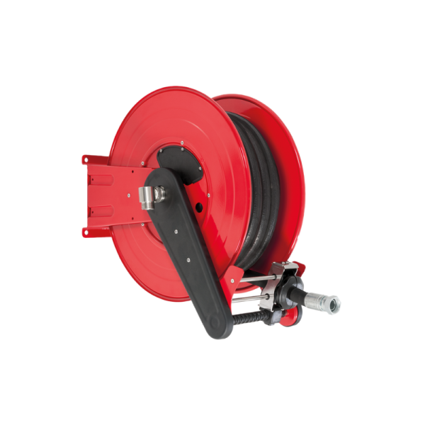 Painted steel automatic spring-driven hose reel ANDROMEDA series for max 10 mt Ø1" hose - disc 434 mm - spool 195 mm - drum 250 mm - with…