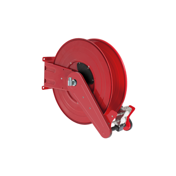 Painted steel automatic spring-driven hose reel ANDROMEDA series for max 15 mt Ø1/2" hose - disc 434 mm - spool 130 mm - drum 250 mm…