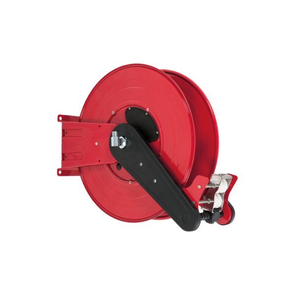 Painted steel automatic spring-driven hose reel ANDROMEDA series for max 35 mt Ø1/2" hose - disc 540 mm - spool 130 mm - drum 335 mm…