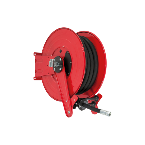 Painted steel automatic spring-driven hose reel ANDROMEDA series for max 25 mt Ø3/4" hose - disc 540 mm - spool 195 mm - drum 250 mm - w/o…