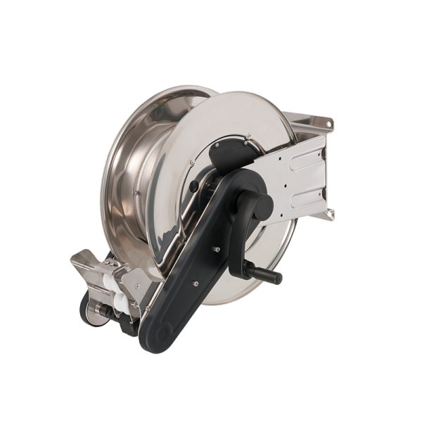 Stainless steel (AISI 304) manual hose reel ORION RD series for max 15 mt Ø1" hose - disc 434 mm - spool 260 mm - drum 250 mm - with hose…