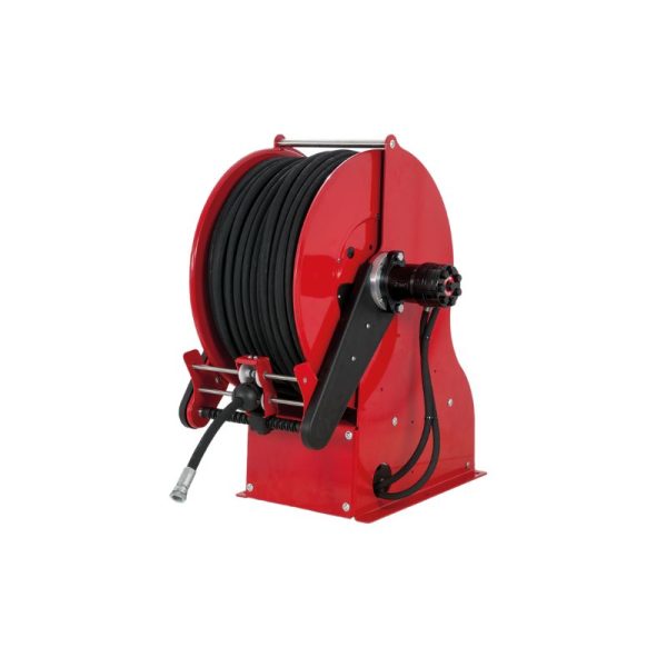Painted steel electro-hydraulic 12 VDC motor-driven hose reel GEMINI series for max 65 mt Ø1/2" hoses - disc 540 mm - spool 195 mm - drum…
