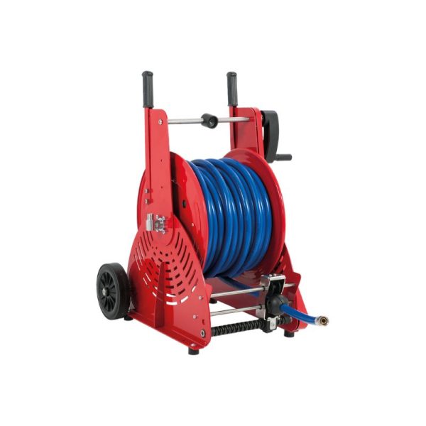 Painted steel manual hose reel ORION HEAVY DUTY series for max 30 mt Ø1" hose - disc 540 mm - spool 260 mm - drum 250 mm - with hose guide…