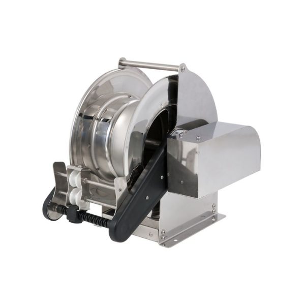 Stainless steel (AISI 304) pneumatic motor-driven hose reel SIRIO series for max 18 mt Ø1/2" hoses - disc 434 mm - spool 130 mm - drum 250…