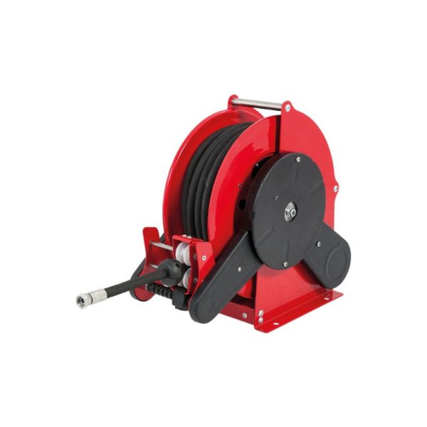 Painted steel electric 12 VDC motor-driven hose reel SIRIO COMPACT series for max 18 mt Ø1/2" hoses - disc 434 mm - spool 130 mm - drum…
