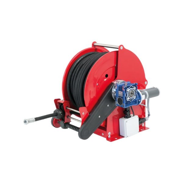 Painted steel hydraulic motor-driven hose reel SIRIO series for max 90 mt Ø1/2" hoses - disc 540 mm - spool 260 mm - drum 250 mm…