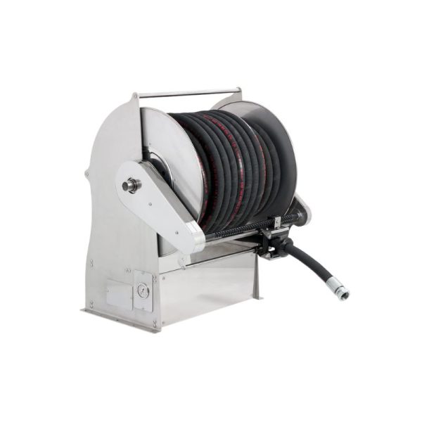 Stainless steel (AISI 304) motor-driven hose reel TITANO series w/o power unit for max 65 mt Ø1" hoses - disc 680 mm - spool 400 mm - drum…