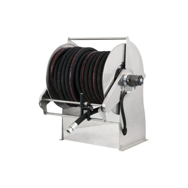 Stainless steel (AISI 304) motor-driven hose reel TITANO series w/o power unit for max 30 mt Ø1" hoses - disc 540 mm - spool 400 mm - drum…