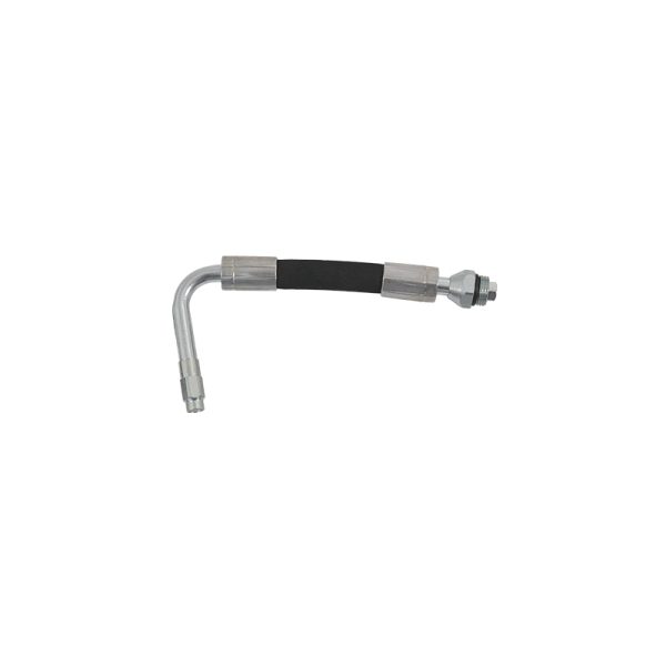 Flexible hose with 80° bent spout and manual no-drip for oil gun