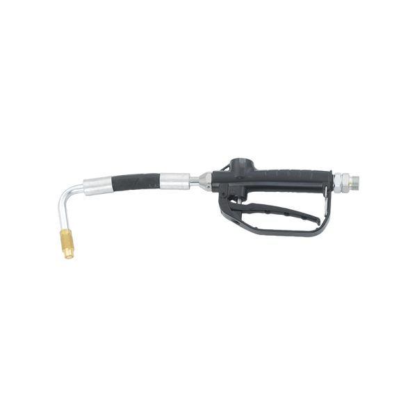 Oil gun art. no. 2180 with flexible outlet, curved rigid 80° stem and manual anti-drip nozzle