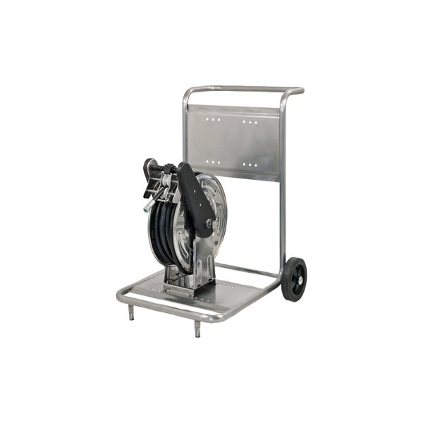 2 wheels trolley in stainless steel AISI 304, dimensions 680x850x1150 mm, for manual hose reels installation