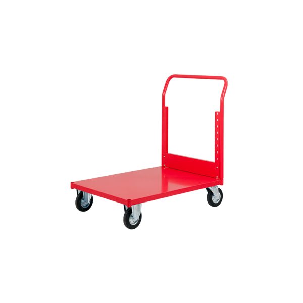 Trolley with edge and sheet metal top 970 x 700 mm, 4 wheels
