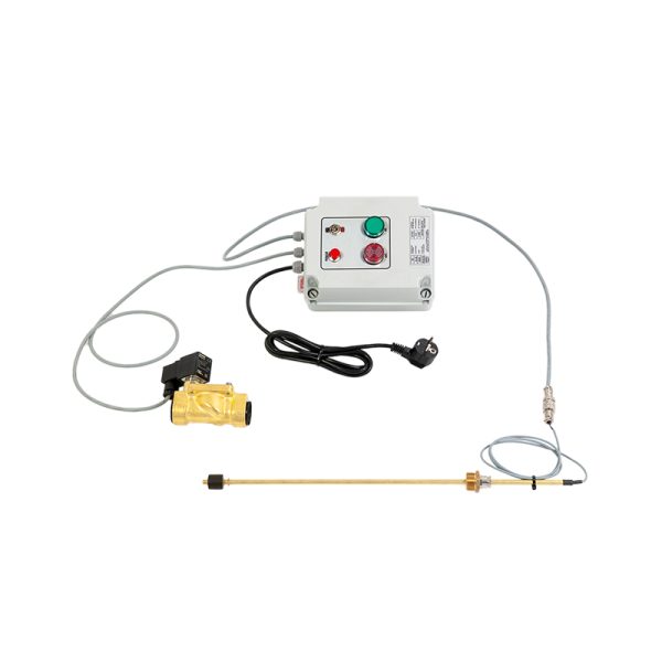 Overfilling preventing device for waste oil with electrovalve and level probe - Connections 1" BSP