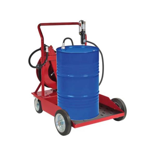 Mobile urea/AdBlue® suction kit with pump, hose reel and alarm stop with scale and light display