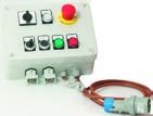 230 VAC electrical panel with activation buttons for motor-driven hose reels
