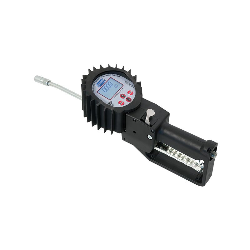 Electronic oval gears flow meter for grease, series "4TT - GREASE MERCURY" with rigid outlet pipe and hydraulic 4 - jaws - coupler - with…