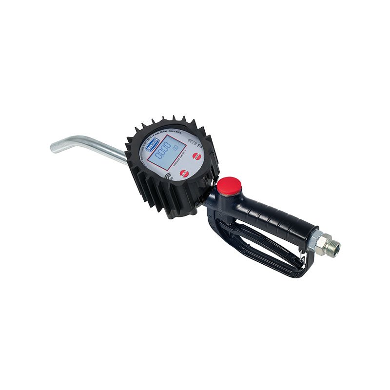 Electronic oval gears flow meter for grease, series "2TT - GREASE NEPTUNE 1/2" " with grease control gun and rigid outlet pipe