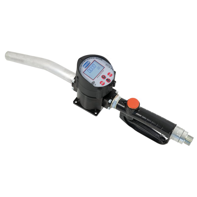 Electronic oval gears flow meter for grease, series "2TT - GREASE NEPTUNE 3/4" " with grease control gun and rigid outlet pipe, for…