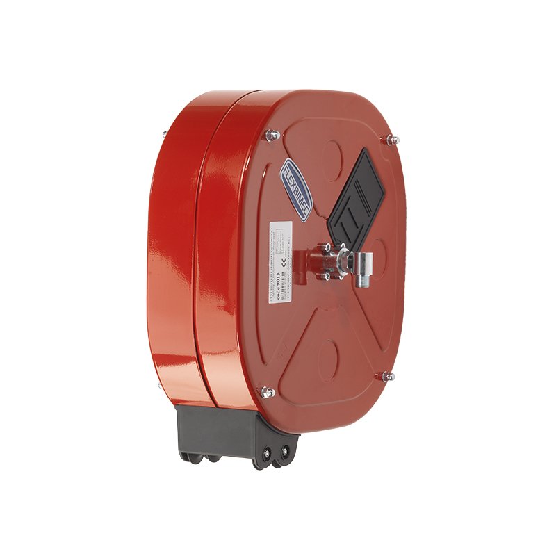 Spring driven painted steel hose reel with 8 m oil hose - Ø 1/2"