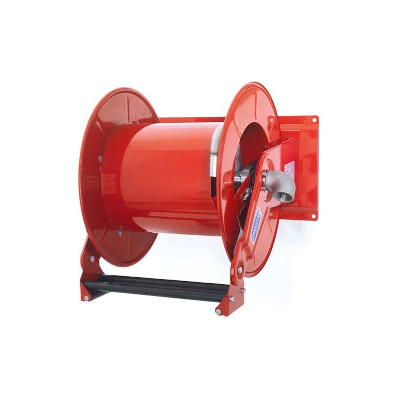 Hose reel twin spring driven painted steel multi pos. guide, adjustable arms series, with hose Ø 3/4" - L. 14 m for diesel
