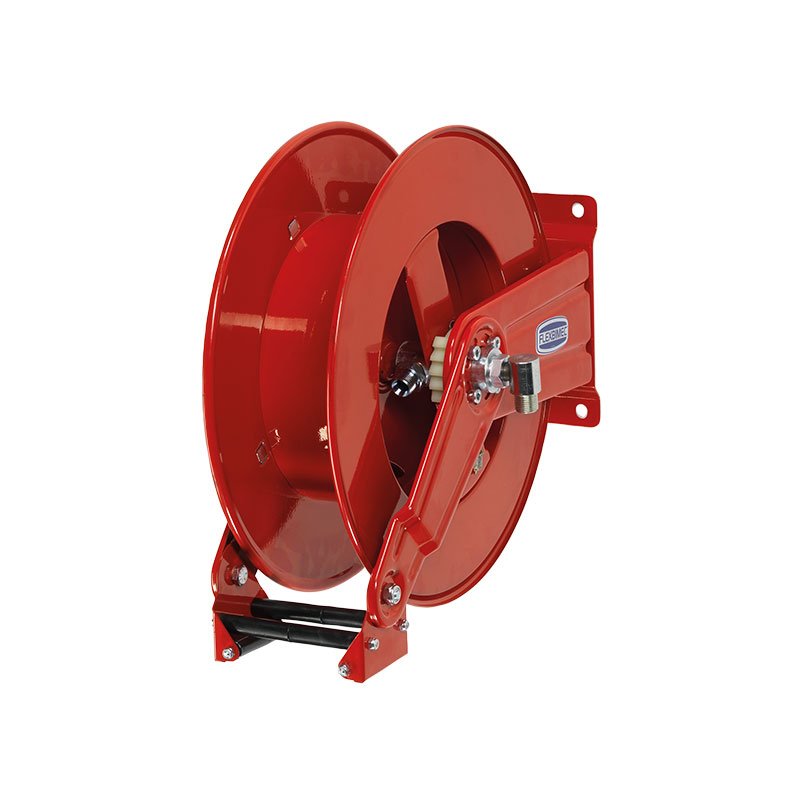 Spring driven painted steel hose reel multi pos. guide with hose Ø 1/2" - L. 8 m for oil