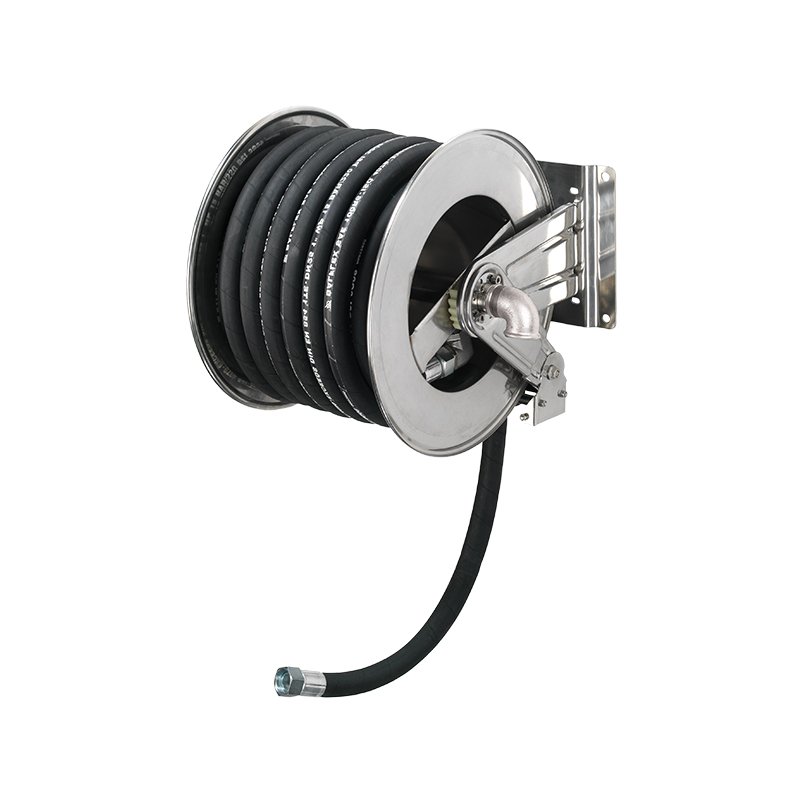 Hose reel twin spring driven stainless steel multi pos. guide, with hose ø 1 1/4", L. 15 m for diesel