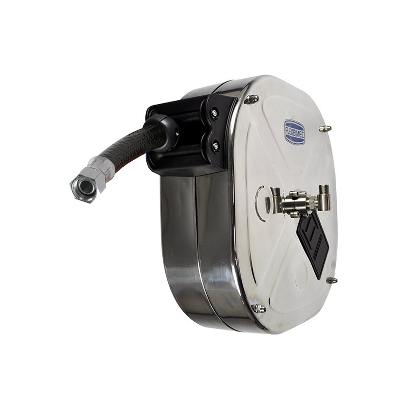 Spring driven stainless steel hose reel enclosed series with hose Ø 3/4" - L. 8 m for diesel