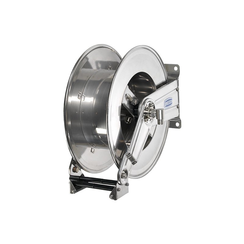 Spring driven stainless steel hose reel adjustable arms series, with hose Ø 1" - L. 15 m for diesel